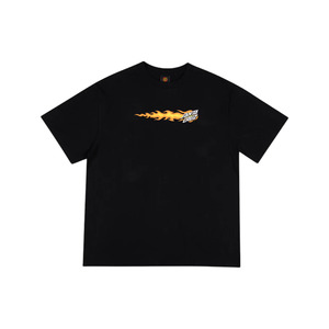 Flaming Dice Dot Flash Tee, Short Sleeve Box Fit Tee - Black