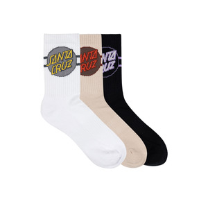 Menswear: Santa Cruz Other Dot Stripe Crew Sock 3 Pack Natural-White-Off Black