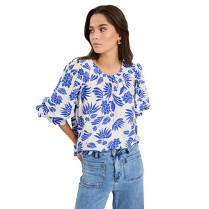 Justify Blue Lotus SS Blouson Sleeve Top