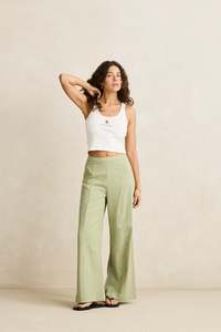 Vista Stripe Wide Leg Pant - Olive