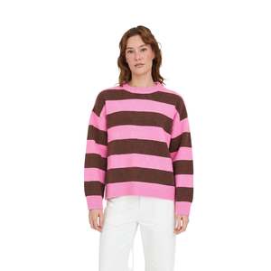 Womens Fashion: Kenzie Knit Crew Petal/Chestnut