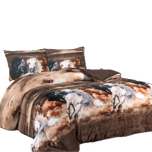 Gallop Design Blanket - Nova Printed Flannel Borrego 3 Piece Jumbo King Size Set - IPAMO