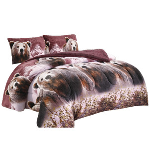 Products: Bear Design Blanket - 3 Piece Nova Printed Flannel Borrego Set - IPAMO