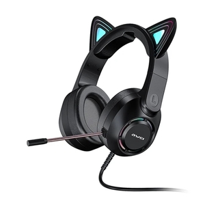 AWEI GM-9 Cat Ear Colorful Light Wired Gaming Headset with Mic, GM-9