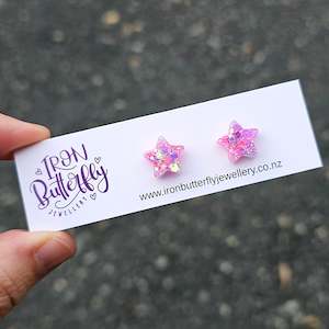 Star Studs - Pink & Purple mix 12mm