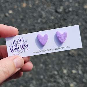 Heart Studs - Purple