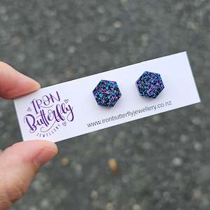 Hexagon Studs - Blue & Purple