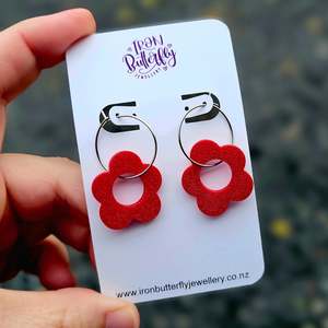 Floral: Flower Hoops - Red