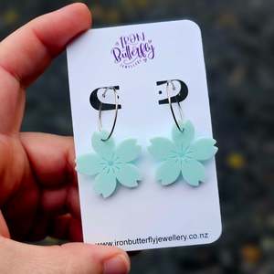 Floral: Sakura Hoops - Arctic Blue