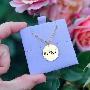 Personalised Jewellery: Forever Scripted Disk Necklace