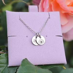 Personalised Jewellery: Birth Flower X-Mini Disk Necklace