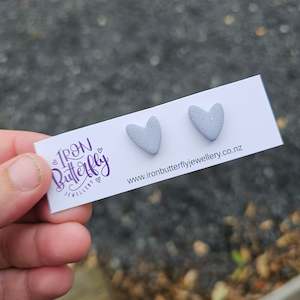 Heart Studs - Grey