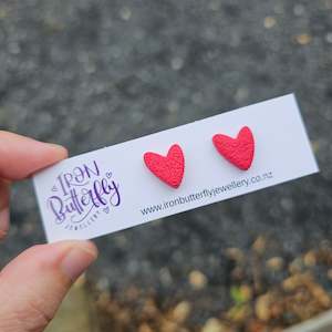 Heart Studs - Red