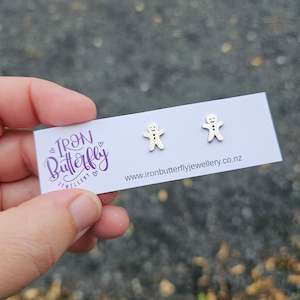 Stud Earrings: Stainless Studs - Gingerbread Person