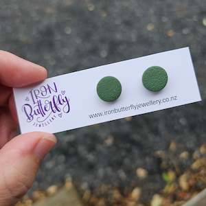 Stud Earrings: Circle Studs - Khaki 12mm