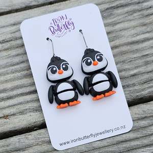 3d Printed Earrings: Animal Earrings - Penguin