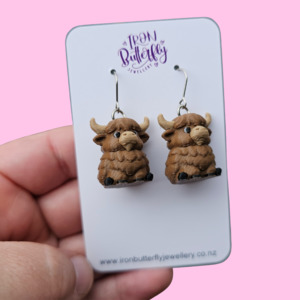 Animal Earrings - Highland Cow