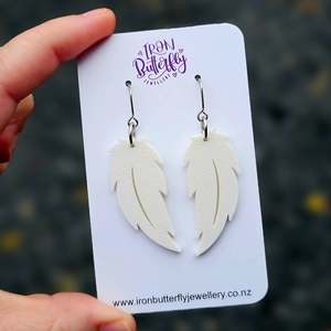 Feather Earrings - White