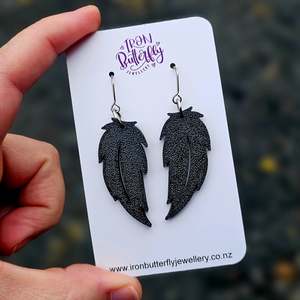 Feather Earrings - Black