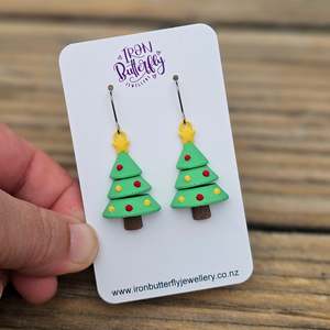 Christmas: Christmas Tree Earrings - Articulated