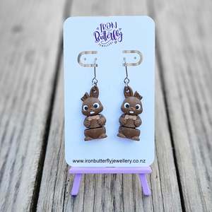 3d Printed Earrings: Chocolate Rabbit Earrings