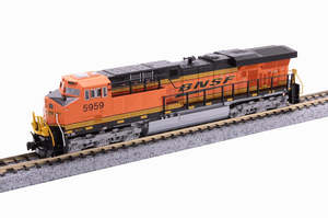 Diesel Locomotives: Kato USA 176-8958 N GE ES44AC GEVO - Standard DC -- BNSF Railway #5858 (H3, orange, black, yellow, Wedge Logo)