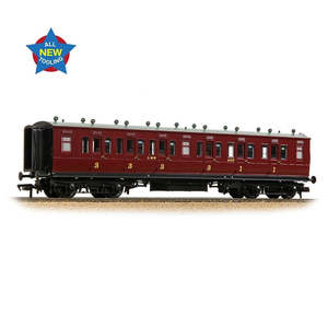 Coaches Passenger Cars: Bachmann Branchline [OO] 39-863 LNWR 50ft Arc Roof Composite Corridor in LMS Crimson Lake