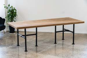 Tables: Reclaimed Kauri Table (Industrial Pipe Legs)