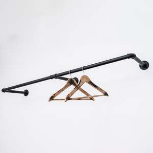 Industrial Clothing Rail With Centre Support (Black)
