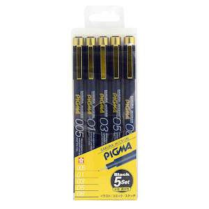 Fineliners: Sakura Pigma Micron Fineliner 5-Piece Set - Black Ink
