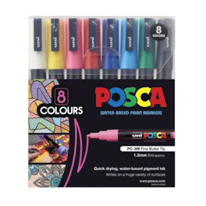 Markers: Uni Posca PC-3M Paint Markers - Fine Tip - 8 Color Set - 1.3 mm