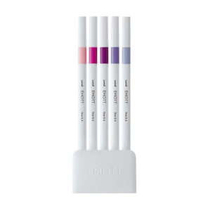 Uni EMOTT Bleeding Resistant Fineliner - 0.4 mm - 5 Color Set No.7 Floral