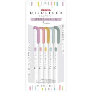 Pens Pencils Art Supplies: Zebra Mildliner Double-Sided Highlighters - 5 Calm Color Set - 2025 New