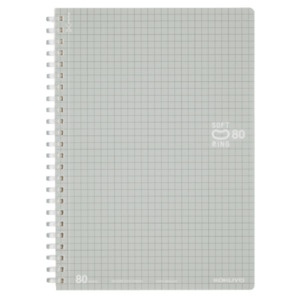 Kokuyo Soft Ring Notebook - Silver - Tear Off - 80 sheets - A5 - 5mm Grid