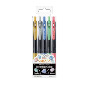 Zebra Sarasa Clip Gel Pen - Deco Shine - 5 Color Set - 0.5 mm