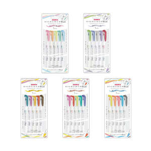 Pens Pencils Art Supplies: Zebra Mildliner Double-Sided Brush Pen - Bullet Tip / Brush - 5 Color Set