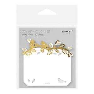 Other Stationery: Midori Die-Cut Sticky Notes - Foil and Bird Pattern