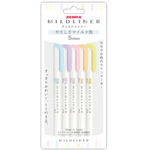 Zebra Mildliner Double-Sided Highlighters - 5 Gentle Color Set - 2022 New