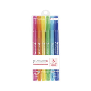 Tombow Play Color K Double-sided Marker Set - 0.3 mm/0.8 mm - 6 Bright Color Set