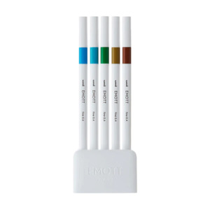 Uni EMOTT Bleeding Resistant Fineliner - 0.4 mm - 5 Color Set No.4 Island