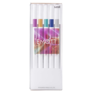 Uni EMOTT Bleeding Resistant Fineliner - 0.4 mm - 5 Color Set No.12 Virtual