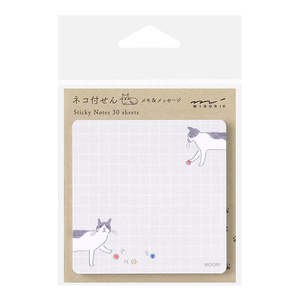 Midori Sticky Notes - Grid - Ball and Cat Design