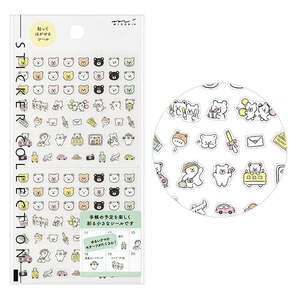 Midori Diary Sticker - Emoji Bear Pattern