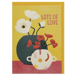Card Greeting Cards Of All Types: Greeting Card - Lots of Love - Poppies with yellow background