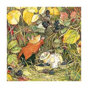 Greeting Card - Mice Picking Blackberries