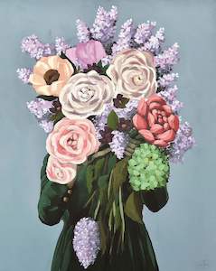 Card Greeting Cards Of All Types: Greeting Card - Green Dress with Flowers