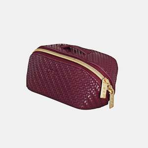 Bags: Tonic Beauty Bag - Herringbone - Plum - Small