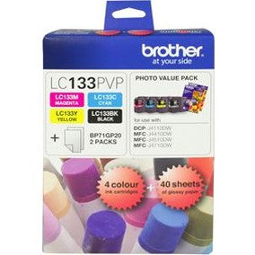 Photo Video: Brother LC133PVP Combo Pack with 40 Sheets of 6x4 Photo Paper