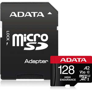ADATA High Endurance microSDXC UHS-I U3 A2 V30 Card with Adapter 128GB