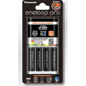 Panasonic Eneloop Quick Charger + 4 AA Eneloop Pro Batteries